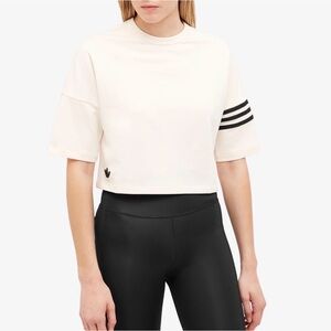 Adidas Originals Essentials cropped t-shirt in cream white